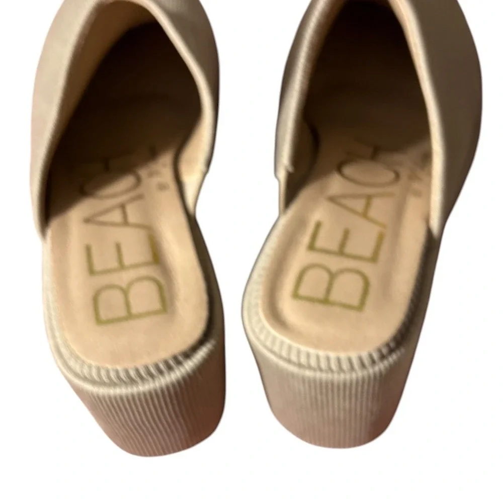Beach by Matisse Jayde Taupe Platform‎ Mules Heels sz 7 NWOT